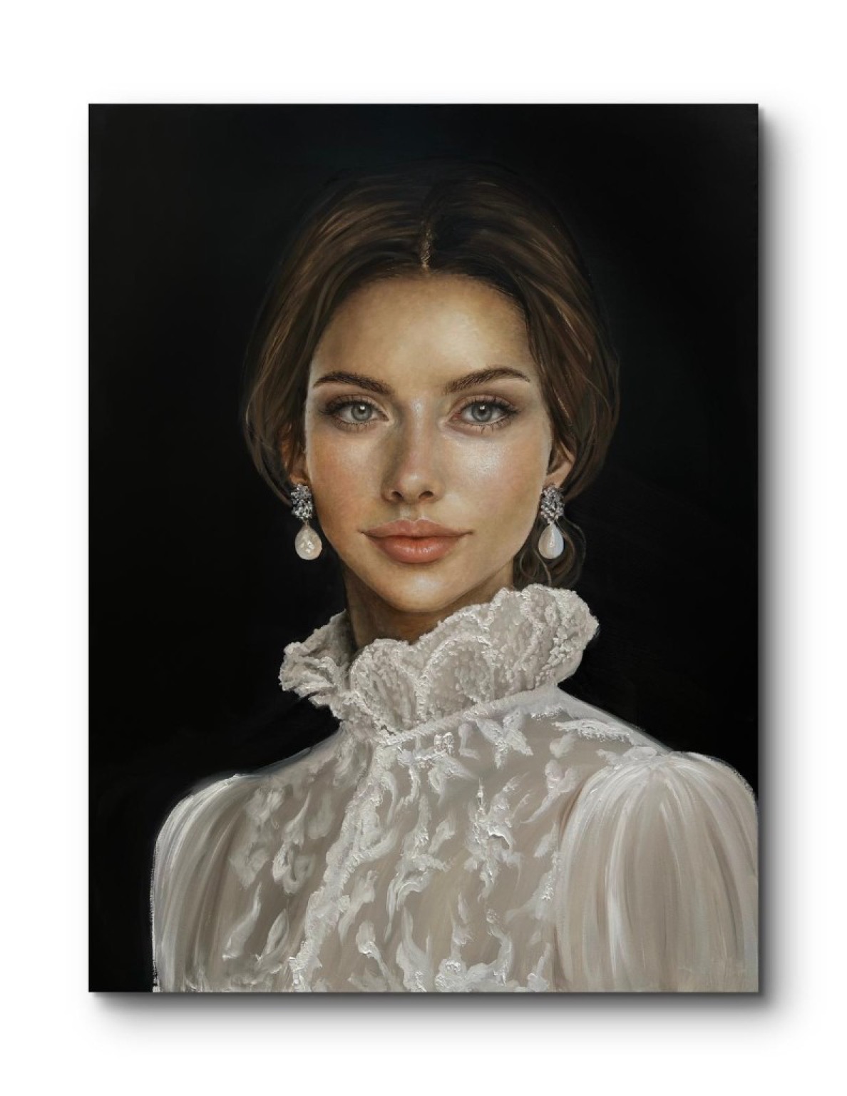 Annabelle portrait painting displayed in a contemporary interior